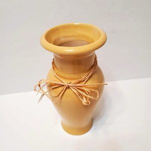 Hosley Potteries Vase, Hand Crafted Pottery, Yellow Ceramic Vase, 8" Studio Art